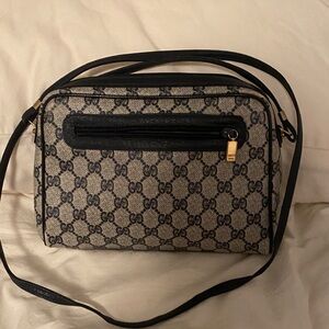 Gucci Beige and Black GG Crossbody Bag